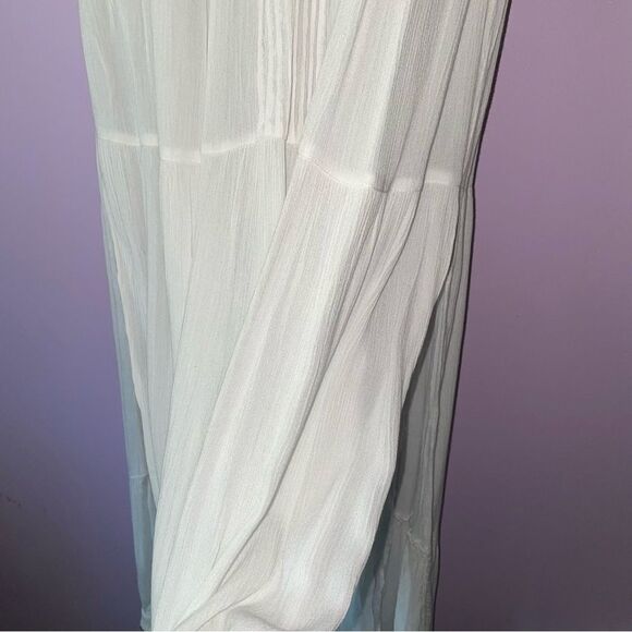 Lulu's XXS Maxi Dress White Embroidered Floral Vacation Cottage Coastal Boho - Picture 7 of 14